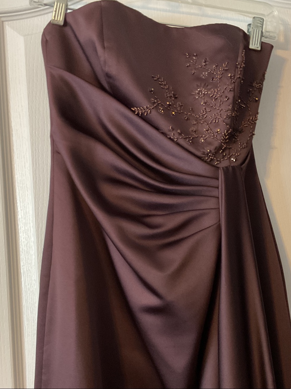 David's Bridal Strapless Beaded brown  Gown